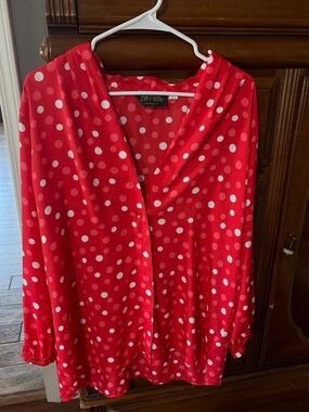 Bob Mackie Red Polka Dot Button-Front Blouse
